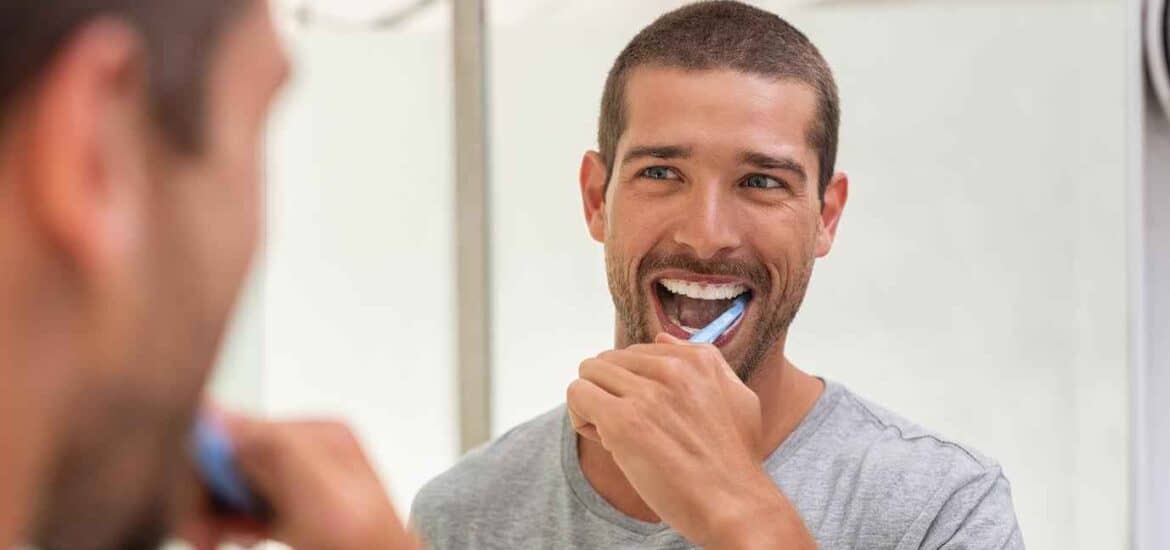 Men Brushing his Teeth Infront of Mirror | Smile Virtual