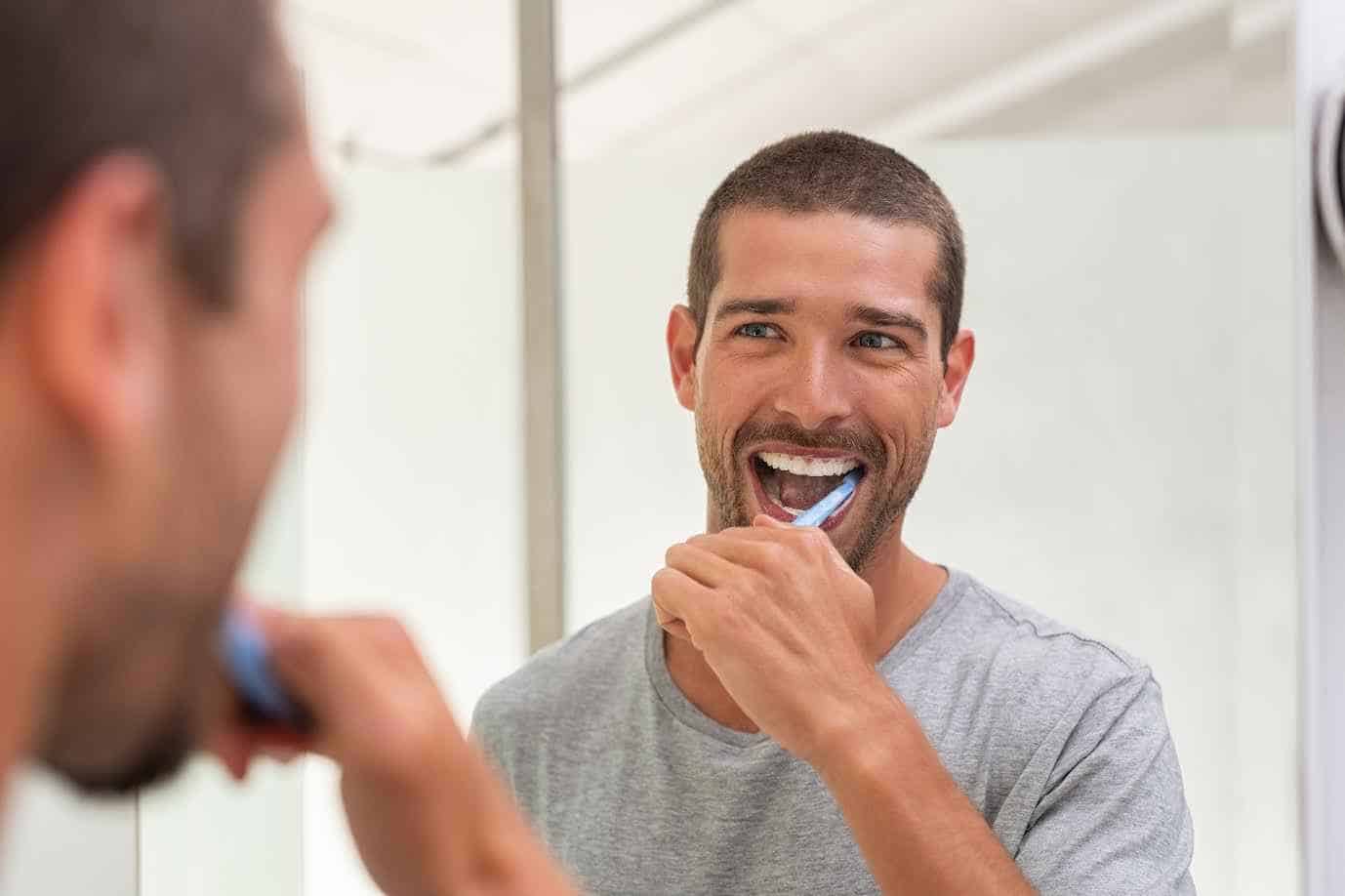 Men Brushing his Teeth Infront of Mirror | Smile Virtual