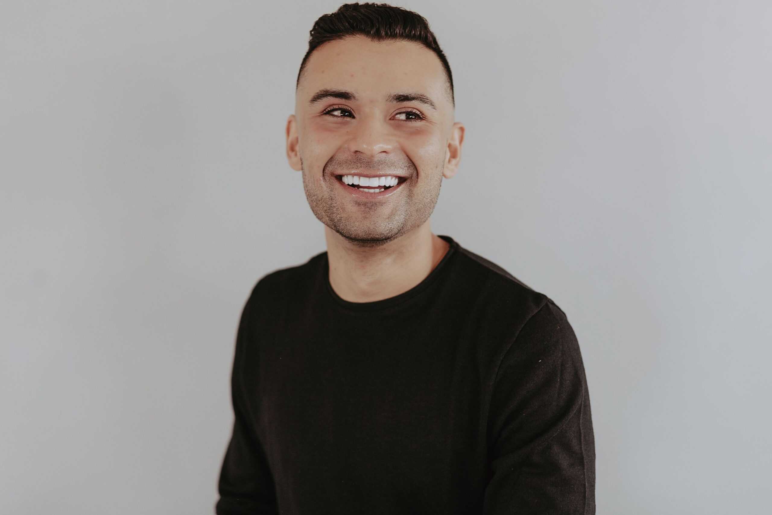Smiling Handsome Man in Casual Black Tshirt | Smile Virtual
