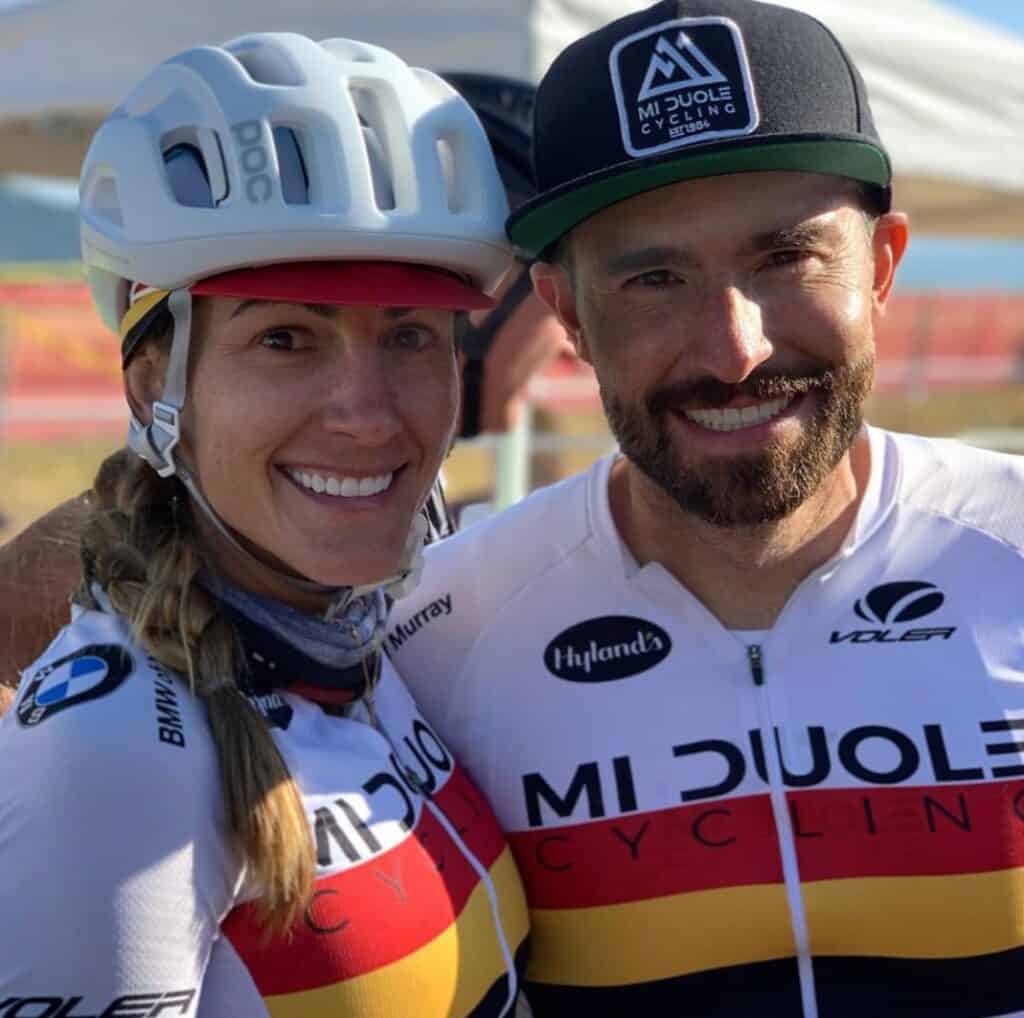 Happy Couple Taking Picture by Wearing Cycling Helmet & Clothes | Smile Virtual